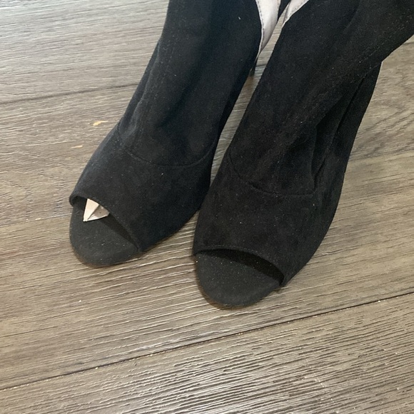 NWT BURJU Speechless Ankle Bootie Open Toe Stretch Ankle Boots | Black  11 - Picture 4 of 9